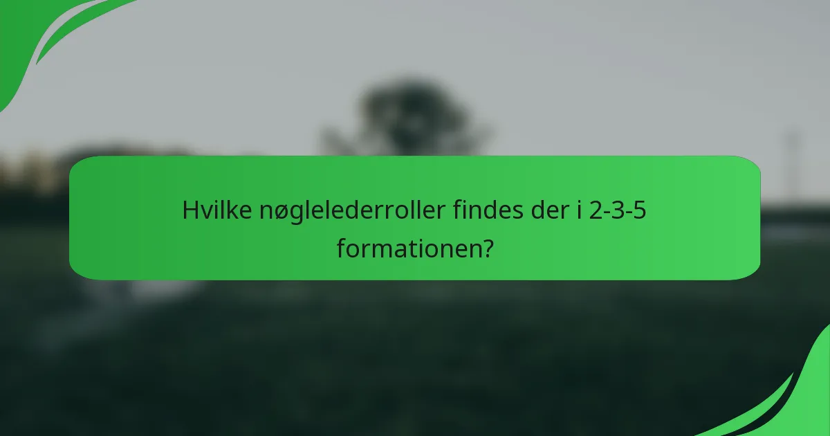 Hvilke nøglelederroller findes der i 2-3-5 formationen?